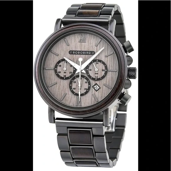 Men’s Grey Luxury Real Wooden Watch (BRAND NEW) - Picture 1 of 8